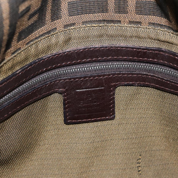 FENDI Zucca Canvas Mamma Baguette Shoulder Bag Brown Black Auth 178690SAM