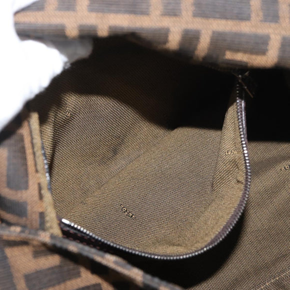 FENDI Zucca Canvas Mamma Baguette Shoulder Bag Brown Black Auth 178690SAM