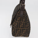 FENDI Zucca Canvas Mamma Baguette Shoulder Bag Brown Black Auth 178690SAM-3