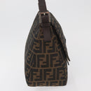 FENDI Zucca Canvas Mamma Baguette Shoulder Bag Brown Black Auth 178690SAM-4