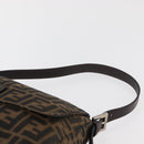 FENDI Zucca Canvas Mamma Baguette Shoulder Bag Brown Black Auth 178690SAM-14