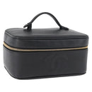 CHANEL COCO Mark Vanity Hand Bag Caviar Skin Black Gold CC Auth 178691-1