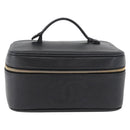 CHANEL COCO Mark Vanity Hand Bag Caviar Skin Black Gold CC Auth 178691-14
