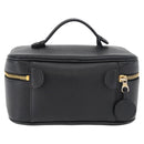 CHANEL COCO Mark Vanity Hand Bag Caviar Skin Black Gold CC Auth 178691-2