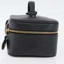 CHANEL COCO Mark Vanity Hand Bag Caviar Skin Black Gold CC Auth 178691-4