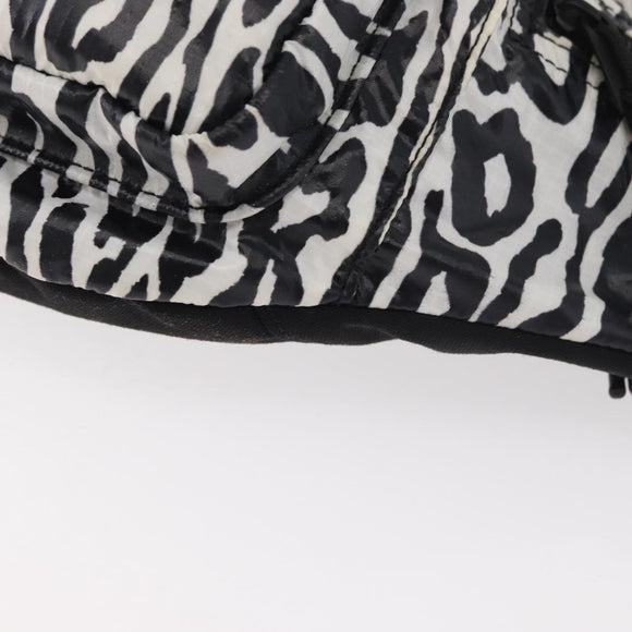 SAINT LAURENT Zebra Pattern Body Bag Nylon Black White Auth 178693A