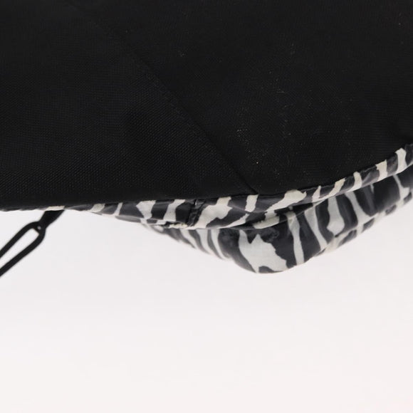 SAINT LAURENT Zebra Pattern Body Bag Nylon Black White Auth 178693A