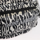 SAINT LAURENT Zebra Pattern Body Bag Nylon Black White Auth 178693A-17