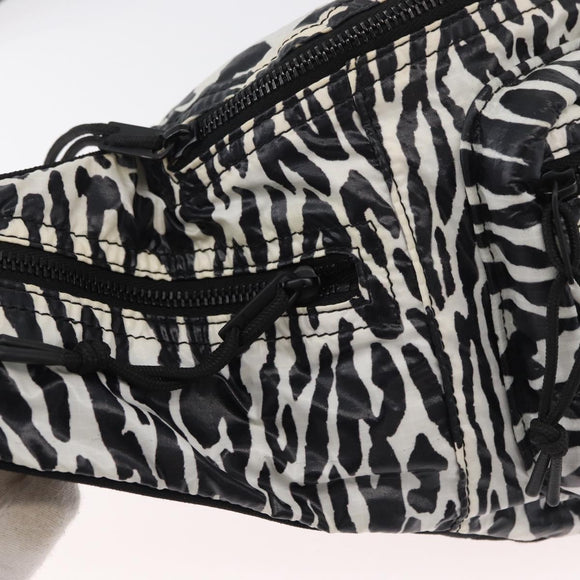 SAINT LAURENT Zebra Pattern Body Bag Nylon Black White Auth 178693A