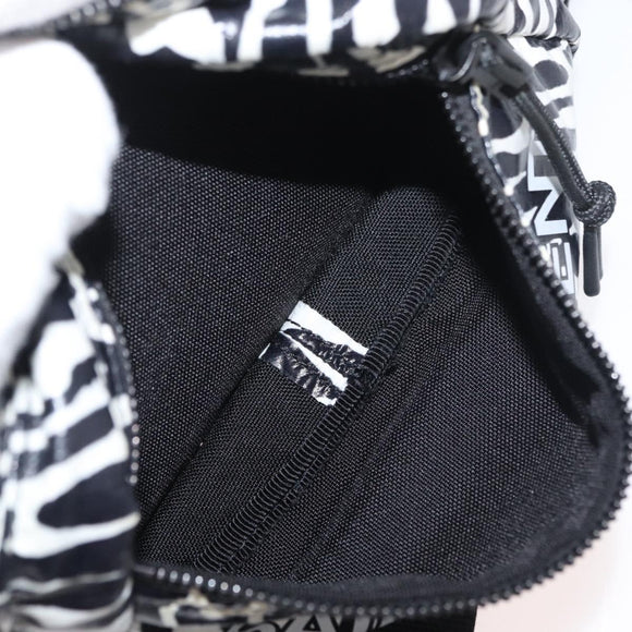 SAINT LAURENT Zebra Pattern Body Bag Nylon Black White Auth 178693A