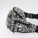 SAINT LAURENT Zebra Pattern Body Bag Nylon Black White Auth 178693A-3