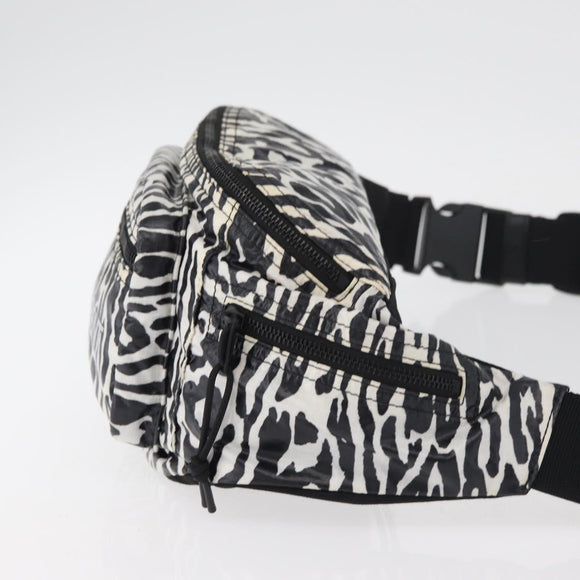 SAINT LAURENT Zebra Pattern Body Bag Nylon Black White Auth 178693A