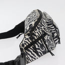 SAINT LAURENT Zebra Pattern Body Bag Nylon Black White Auth 178693A-4