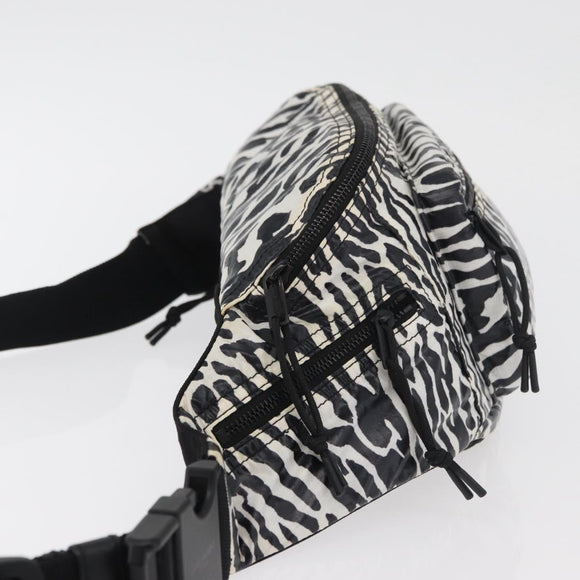 SAINT LAURENT Zebra Pattern Body Bag Nylon Black White Auth 178693A