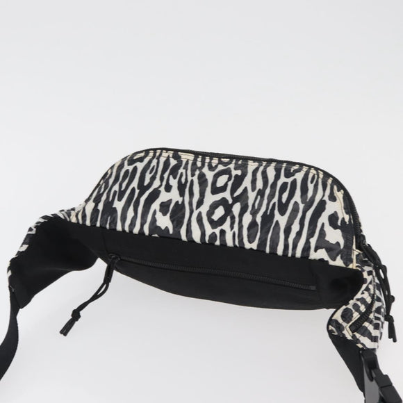 SAINT LAURENT Zebra Pattern Body Bag Nylon Black White Auth 178693A
