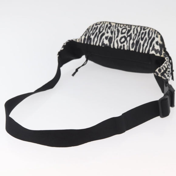 SAINT LAURENT Zebra Pattern Body Bag Nylon Black White Auth 178693A
