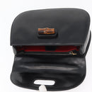 GUCCI Bamboo Hand Bag Leather Black Gold 000 1227 0633 Auth 178723V-9