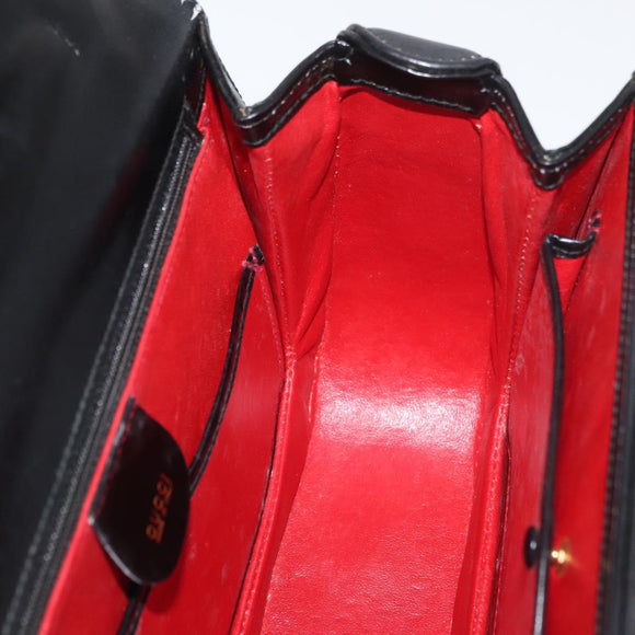 GUCCI Bamboo Hand Bag Leather Black Gold 000 1227 0633 Auth 178723V