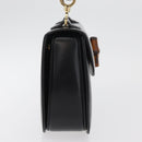 GUCCI Bamboo Hand Bag Leather Black Gold 000 1227 0633 Auth 178723V-4