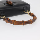 GUCCI Bamboo Hand Bag Leather Black Gold 000 1227 0633 Auth 178723V-7