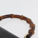 GUCCI Bamboo Hand Bag Leather Black Gold 000 1227 0633 Auth 178723V-14