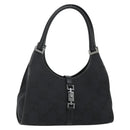GUCCI GG Canvas Jackie Shoulder Bag Black Silver 002 1067 Auth 178724-1