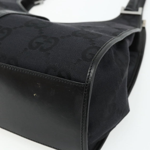 GUCCI GG Canvas Jackie Shoulder Bag Black Silver 002 1067 Auth 178724