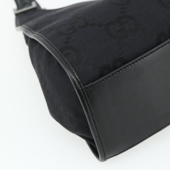 GUCCI GG Canvas Jackie Shoulder Bag Black Silver 002 1067 Auth 178724