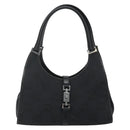 GUCCI GG Canvas Jackie Shoulder Bag Black Silver 002 1067 Auth 178724-13