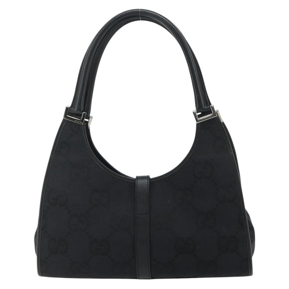 GUCCI GG Canvas Jackie Shoulder Bag Black Silver 002 1067 Auth 178724