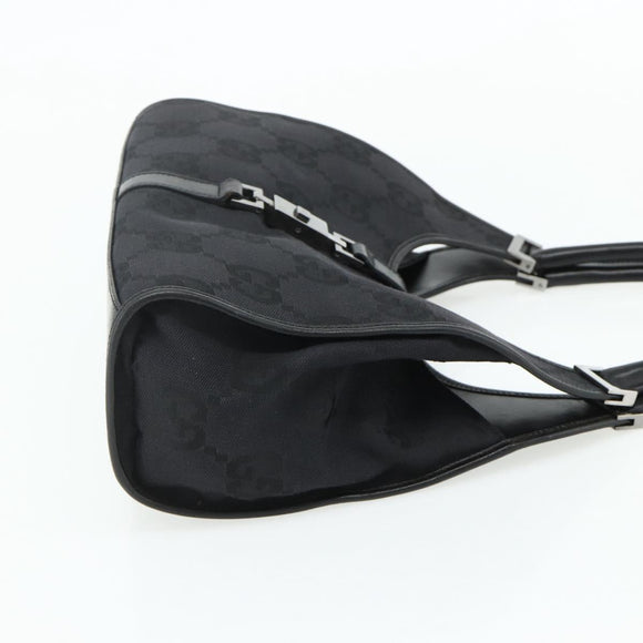 GUCCI GG Canvas Jackie Shoulder Bag Black Silver 002 1067 Auth 178724