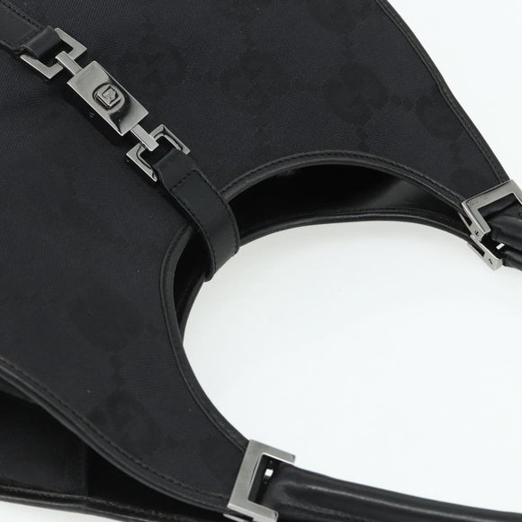 GUCCI GG Canvas Jackie Shoulder Bag Black Silver 002 1067 Auth 178724