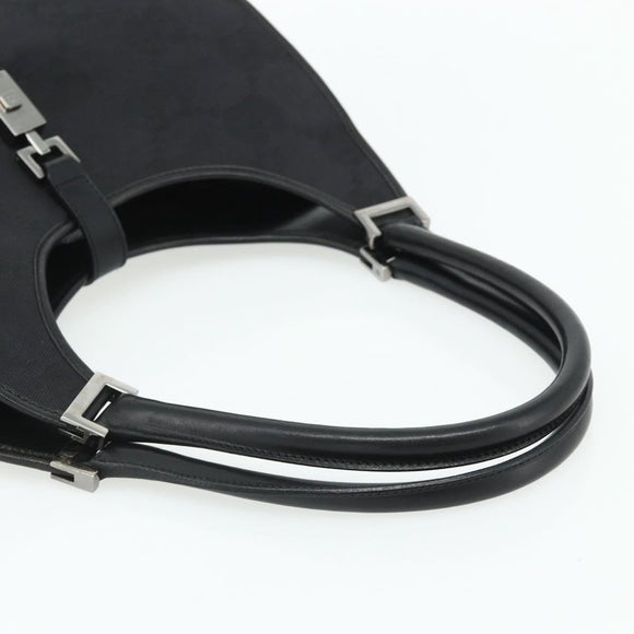 GUCCI GG Canvas Jackie Shoulder Bag Black Silver 002 1067 Auth 178724