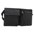 GUCCI GG Canvas Waist bag Black Silver 28566 Auth 178726-1