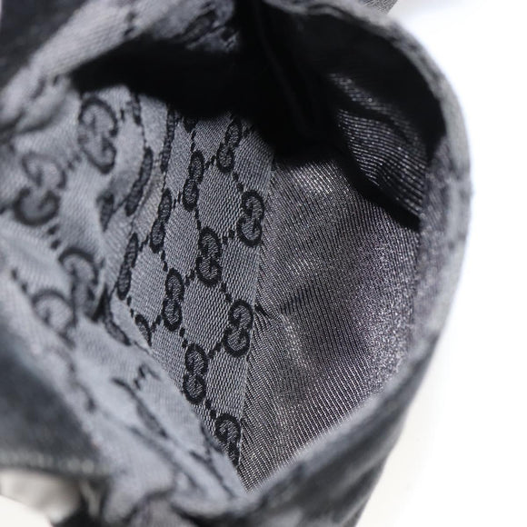 GUCCI GG Canvas Waist bag Black Silver 28566 Auth 178726