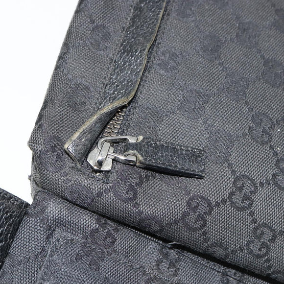 GUCCI GG Canvas Waist bag Black Silver 28566 Auth 178726