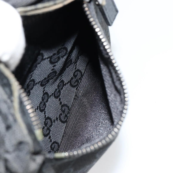 GUCCI GG Canvas Waist bag Black Silver 28566 Auth 178726