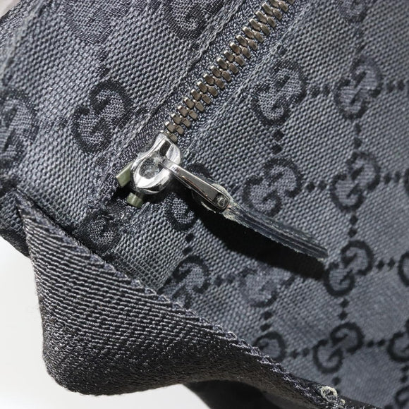 GUCCI GG Canvas Waist bag Black Silver 28566 Auth 178726