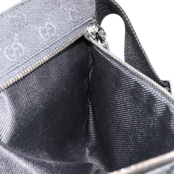 GUCCI GG Canvas Waist bag Black Silver 28566 Auth 178726
