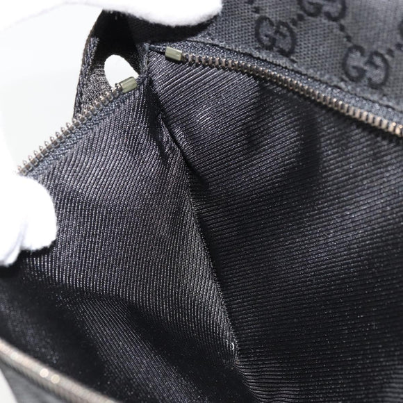 GUCCI GG Canvas Waist bag Black Silver 28566 Auth 178726