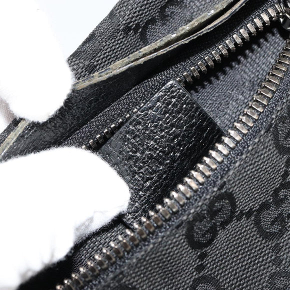 GUCCI GG Canvas Waist bag Black Silver 28566 Auth 178726