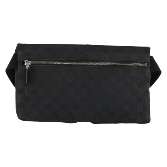 GUCCI GG Canvas Waist bag Black Silver 28566 Auth 178726