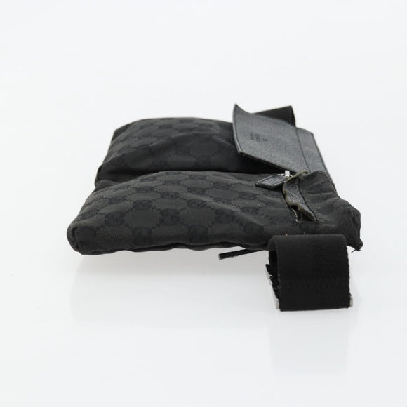 GUCCI GG Canvas Waist bag Black Silver 28566 Auth 178726