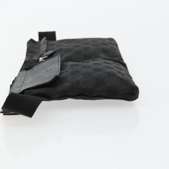 GUCCI GG Canvas Waist bag Black Silver 28566 Auth 178726