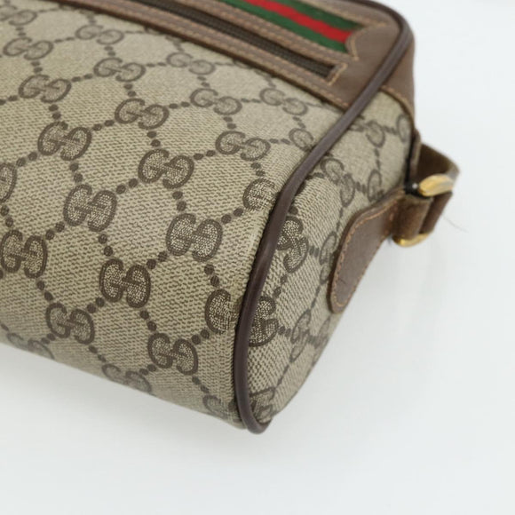 GUCCI GG Supreme Web Sherry Line Bag PVC Beige Gold 56 02 087 Auth 178729