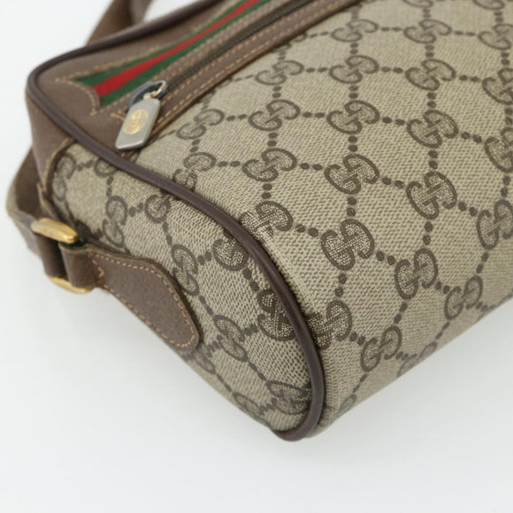 GUCCI GG Supreme Web Sherry Line Bag PVC Beige Gold 56 02 087 Auth 178729