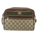 GUCCI GG Supreme Web Sherry Line Bag PVC Beige Gold 56 02 087 Auth 178729-13