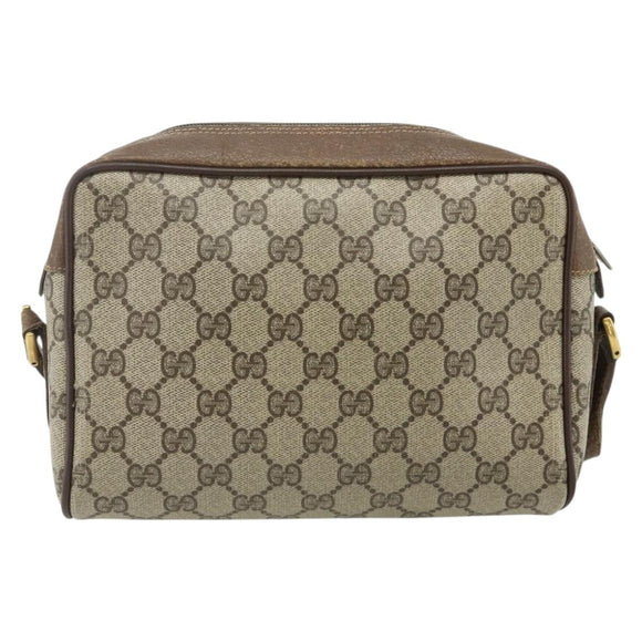 GUCCI GG Supreme Web Sherry Line Bag PVC Beige Gold 56 02 087 Auth 178729