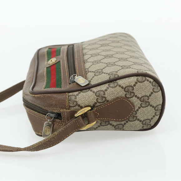 GUCCI GG Supreme Web Sherry Line Bag PVC Beige Gold 56 02 087 Auth 178729
