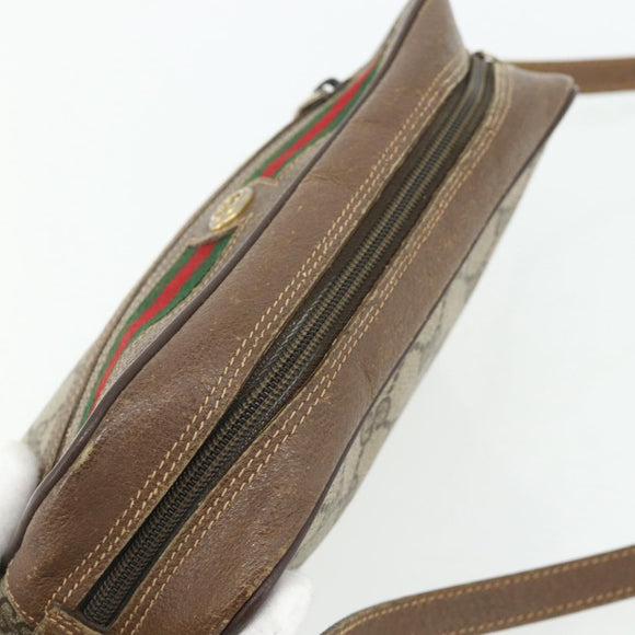 GUCCI GG Supreme Web Sherry Line Bag PVC Beige Gold 56 02 087 Auth 178729